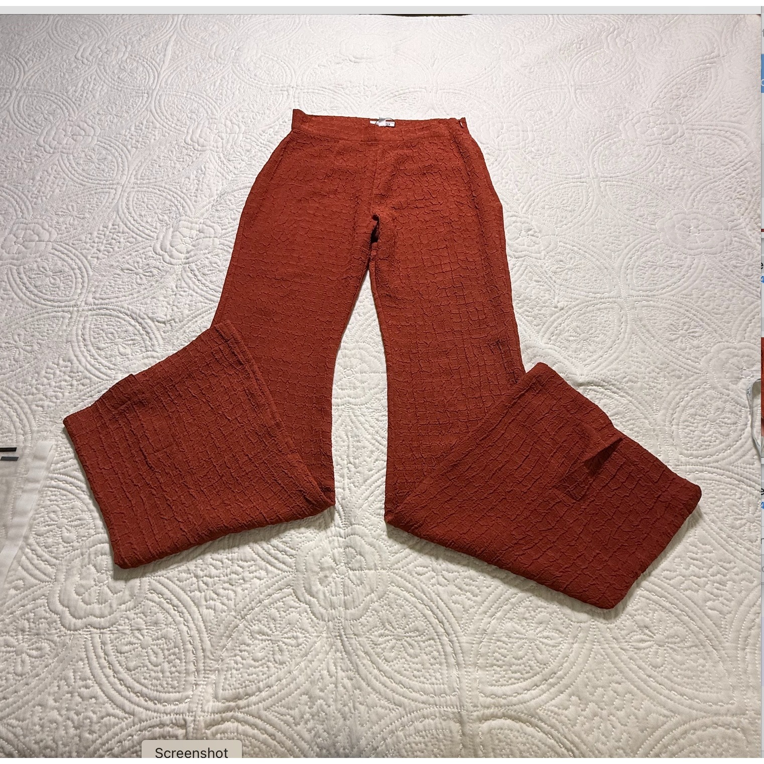 Steve Madden Wide Leg Pants Wms S Rust Orange Textured High Rise Boho Retro